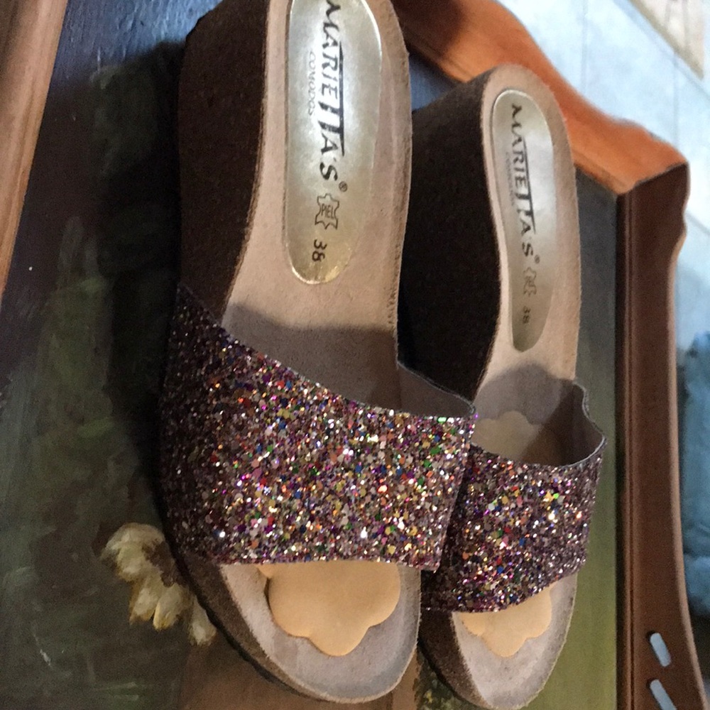 Women’s shoes, glitter mules,  really cute size 38